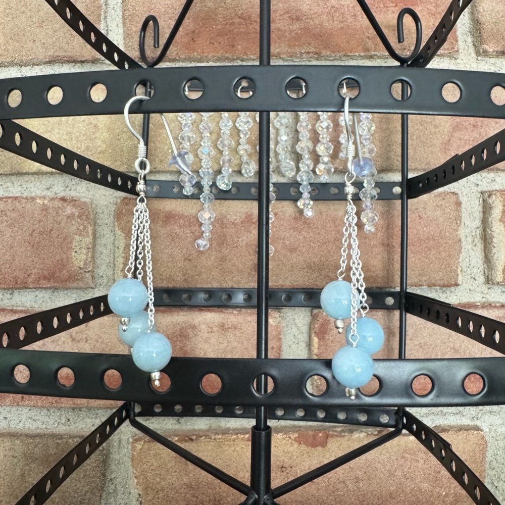 Sterling Silver and  aqua marine Earrings